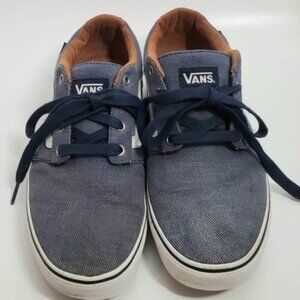 Vans Men 9.5 Blue Denim Chapman Lace Up Authentic Old School Streetwear Sneakers